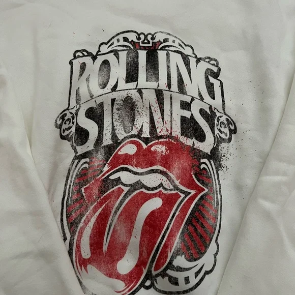 Rolling Stones White Mock Neck Sweatshirt - Picture 3 of 3
